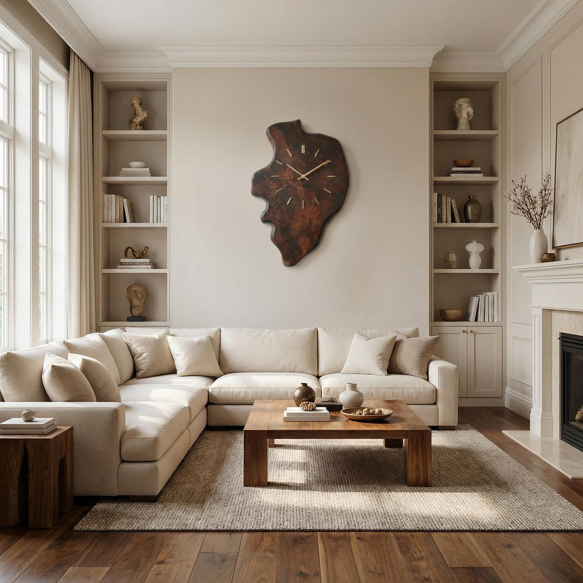 Handcrafted Live Edge Wood Wall Clock Living Room Wall - view 2