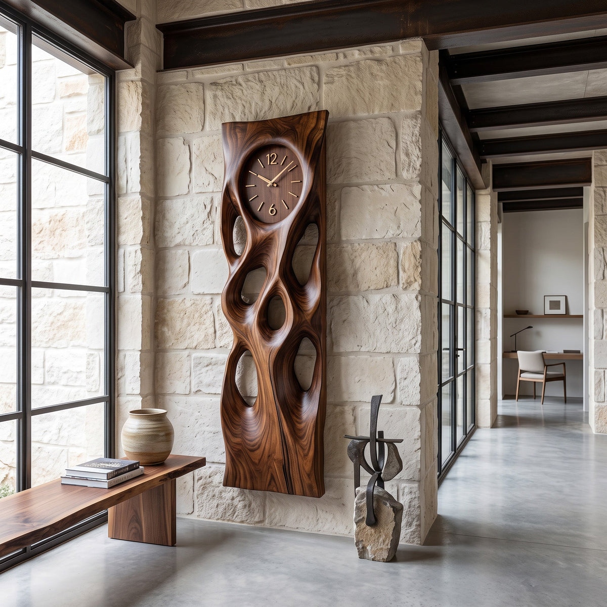 Modern Wooden Wall Clock Vertical Design for Living Room - view 5
