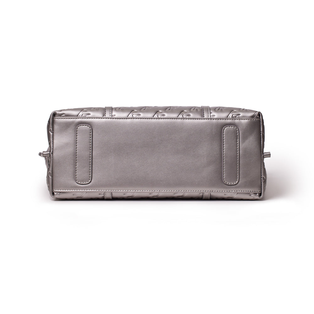 Extra Large Vegan Leather Tote - Platinum