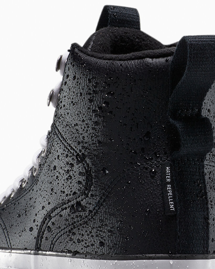 Water-Repellent High Top Hiker Boot - Black/Black/White