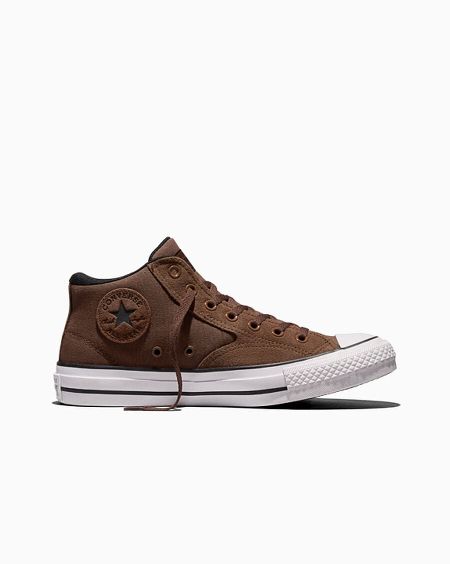 Canvas And Suede Mid Top Sneaker - Heavy Duty Brown/Black/White