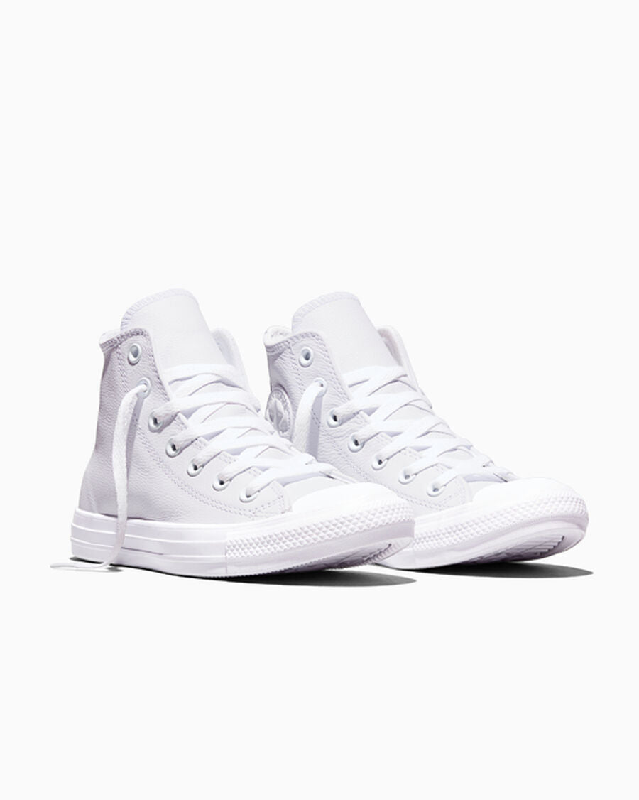 Leather High Top Sneaker - Black - White Monochrome