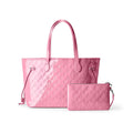 Vegan Leather Laptop Tote With Wristlet - Light Pink