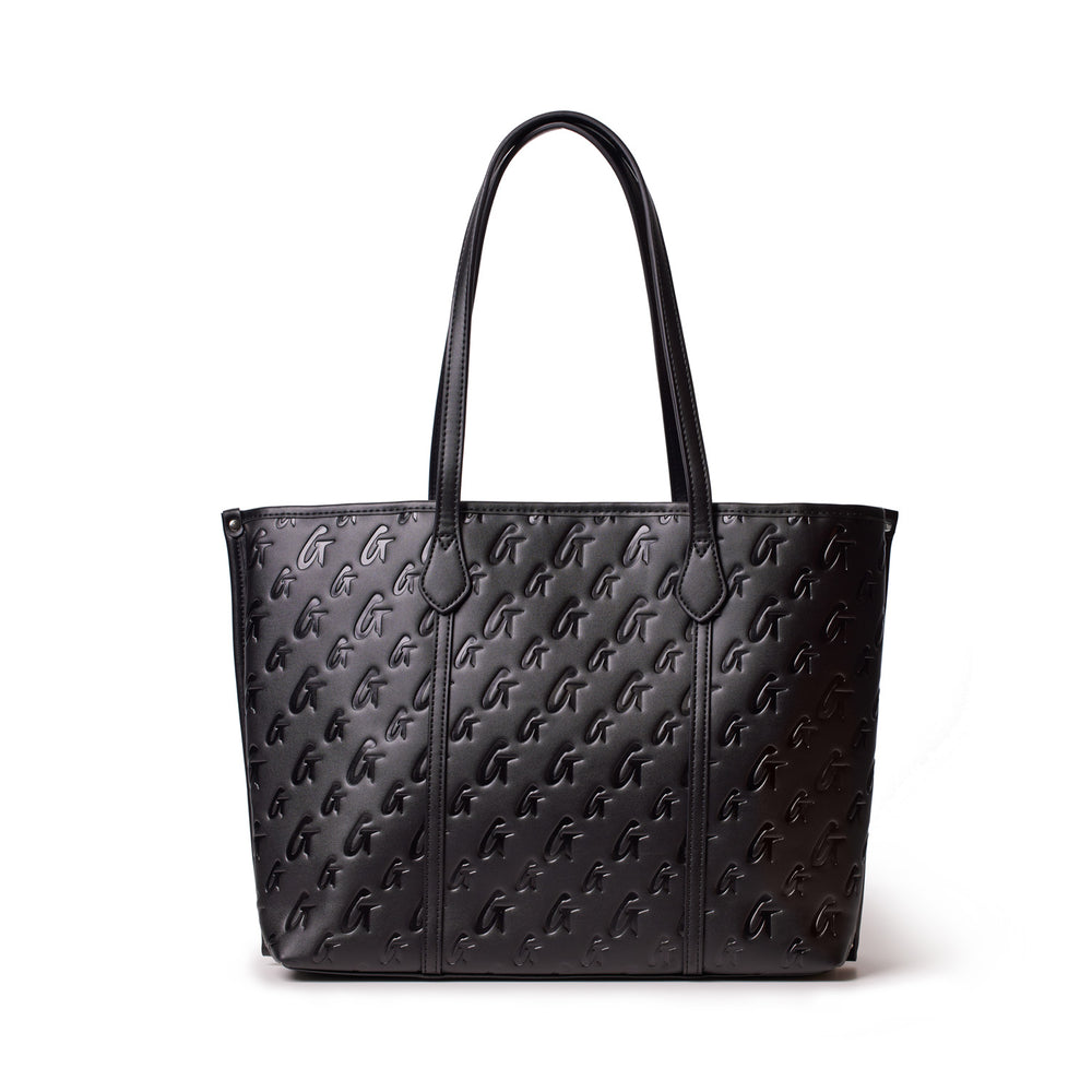 Vegan Leather Laptop Tote - Black