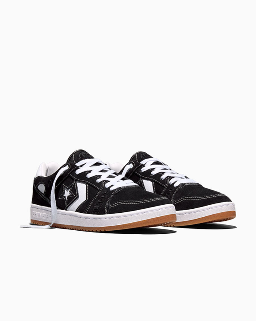 Suede Leather Skate Low Top Shoe - Black/White/Gum