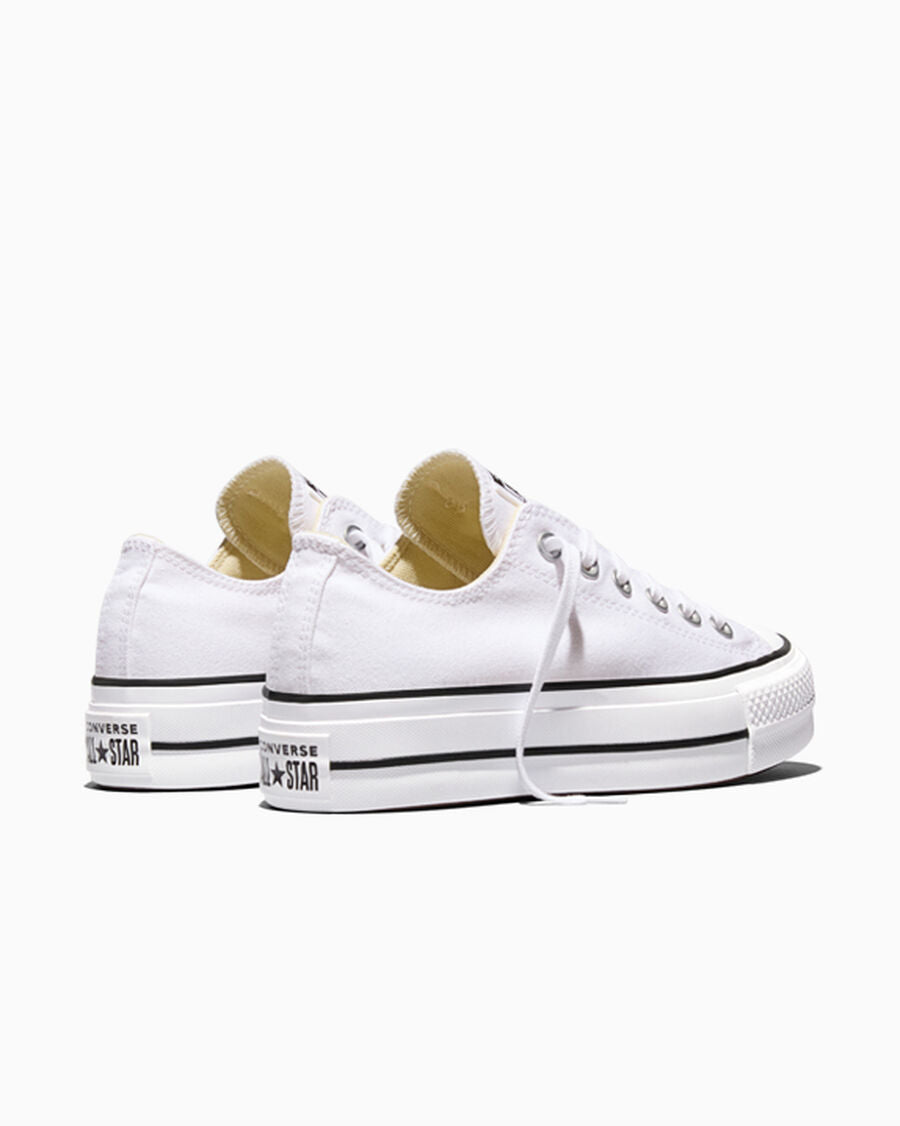 Canvas Platform Low-Top Sneaker - White/Black/White