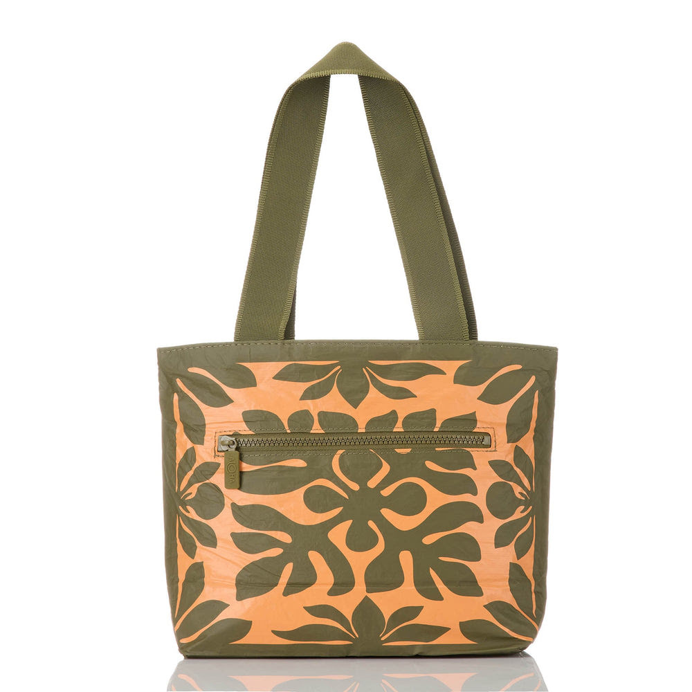 Small Nylon Zip Tote - Leaf Print