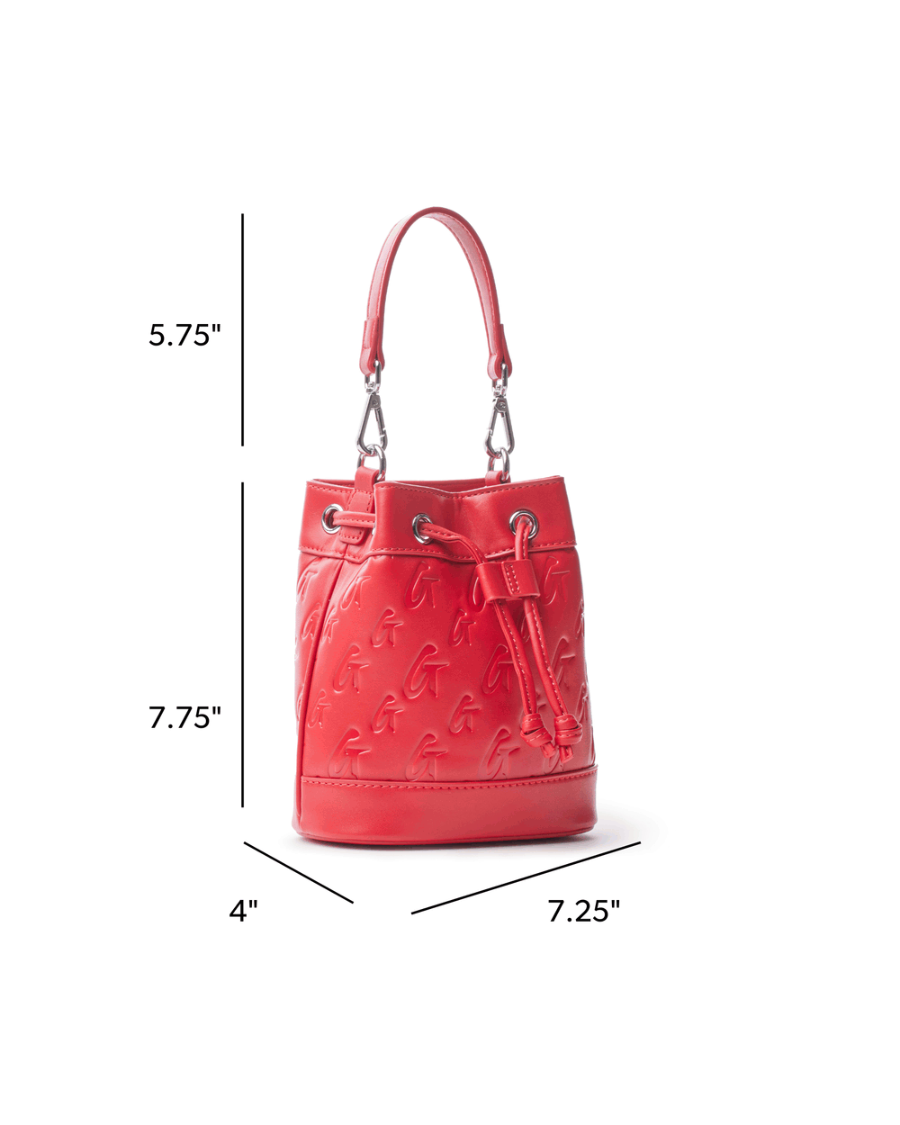 Mini Vegan Leather Bucket Bag - Red