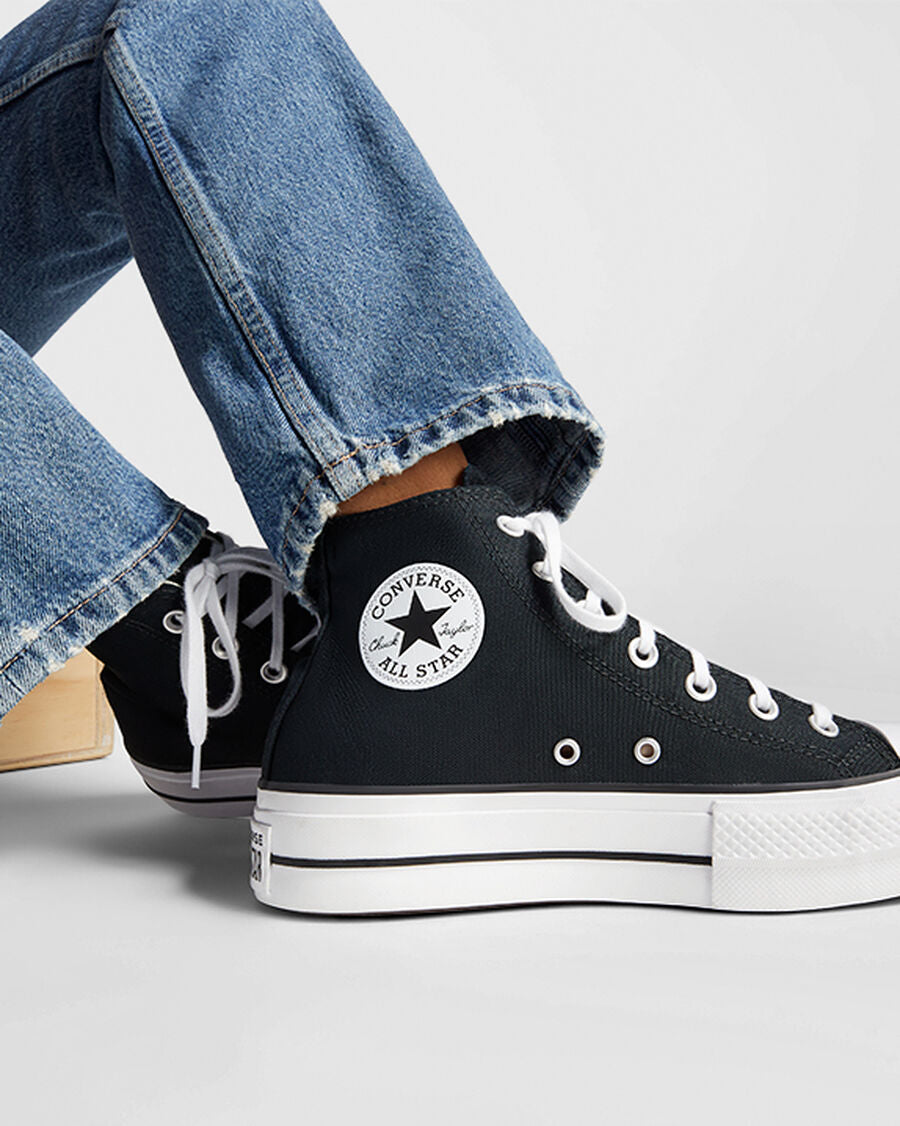 Canvas Platform High-Top Sneaker - Black/White/White