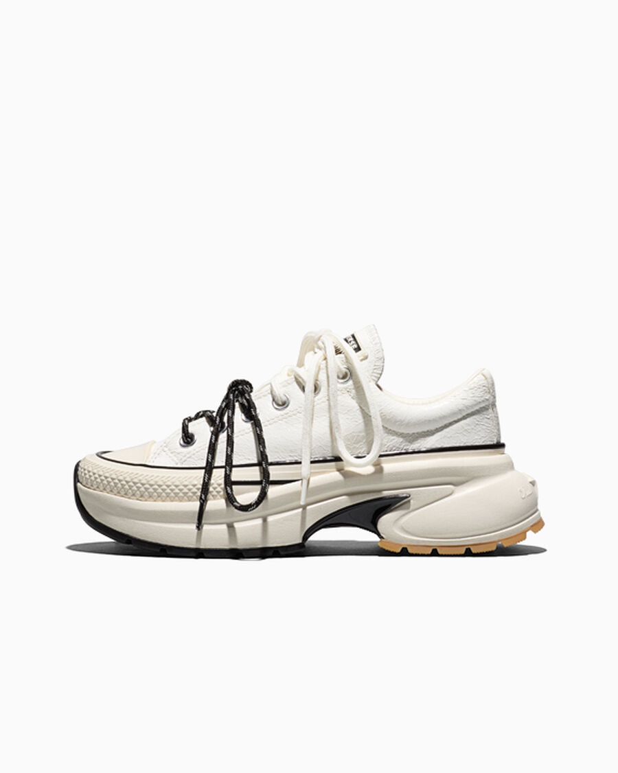 Crinkle Patent Platform Low Top Sneaker - Vintage White/Egret/Black