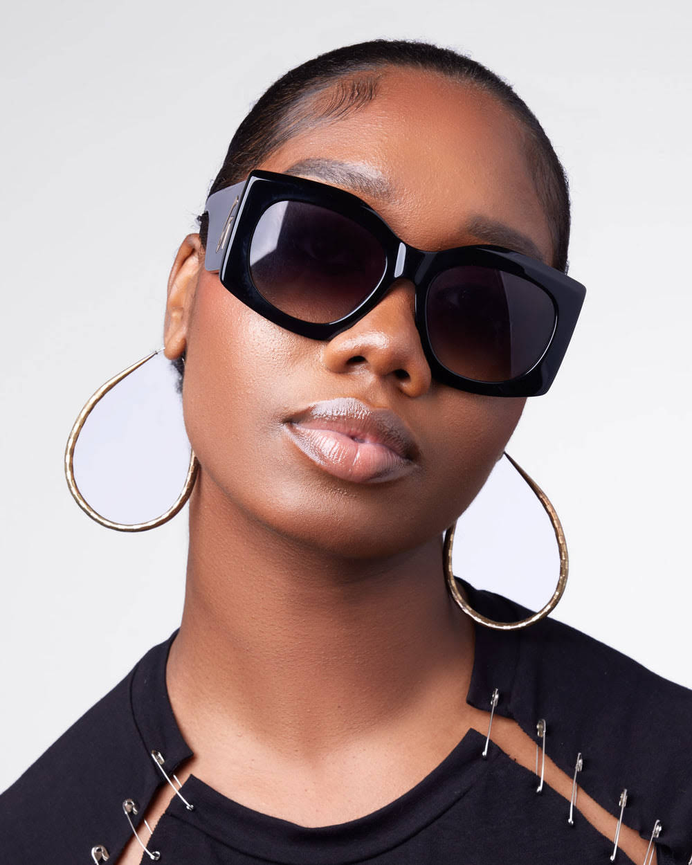 Oversized Butterfly Sunglasses - Black