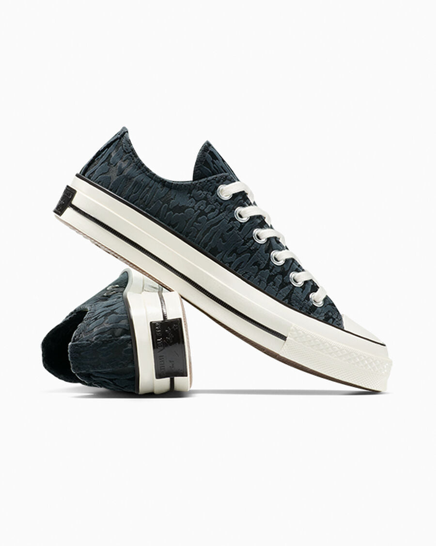 Satin Leopard Print Low Top Sneaker - Black/Total Eclipse/Egret