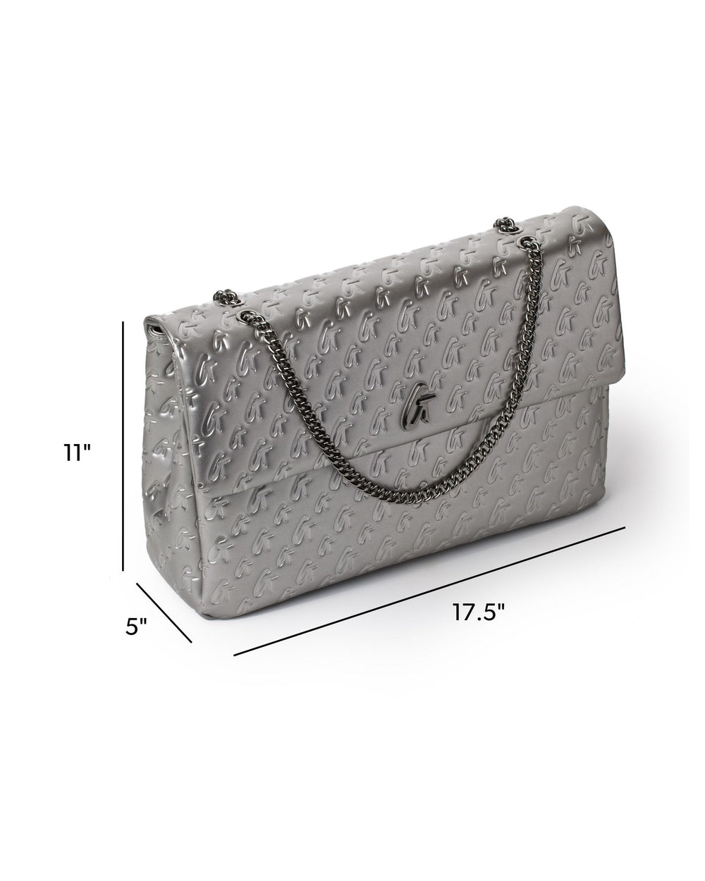 Extra Large Vegan Leather Flap Bag - Platinum