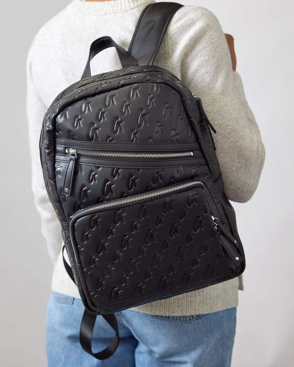 Vegan Leather Laptop Backpack - Black