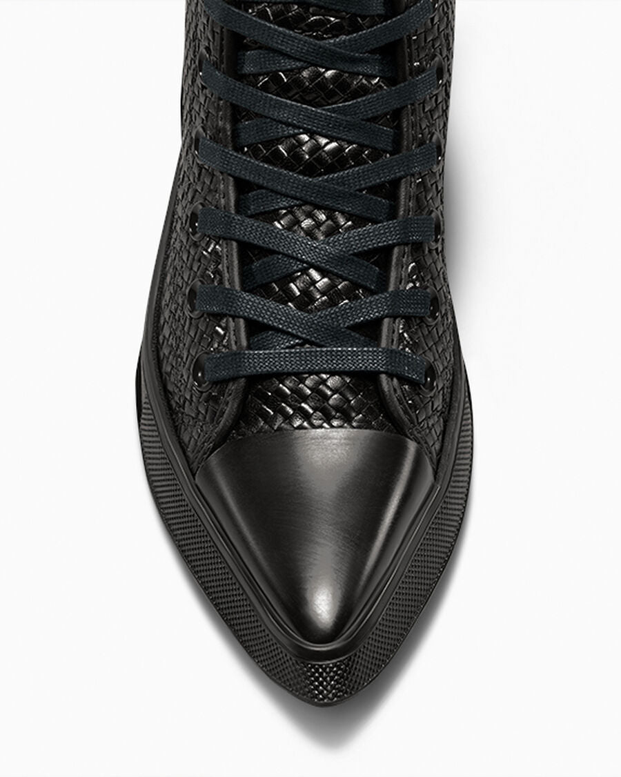 Women's Woven Leather Pointed Heel - Black - Black/Egret/Black