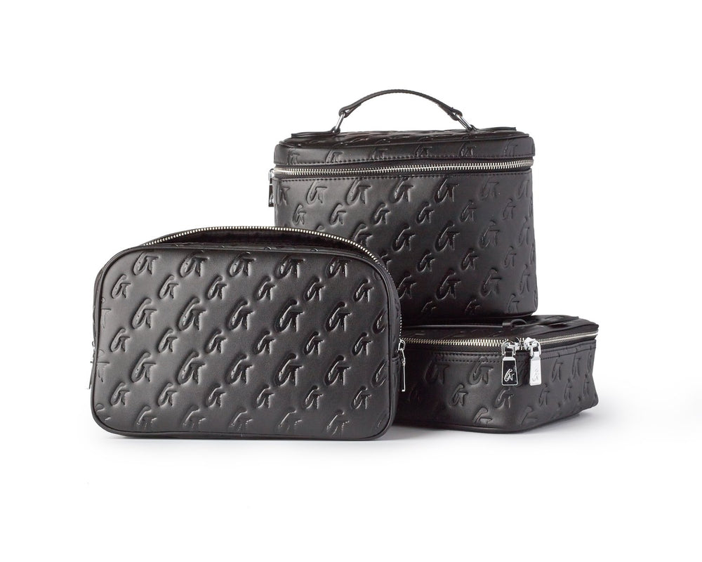 Large Vegan Leather Toiletry Bag - Black