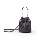 Mini Vegan Leather Bucket Bag - Black