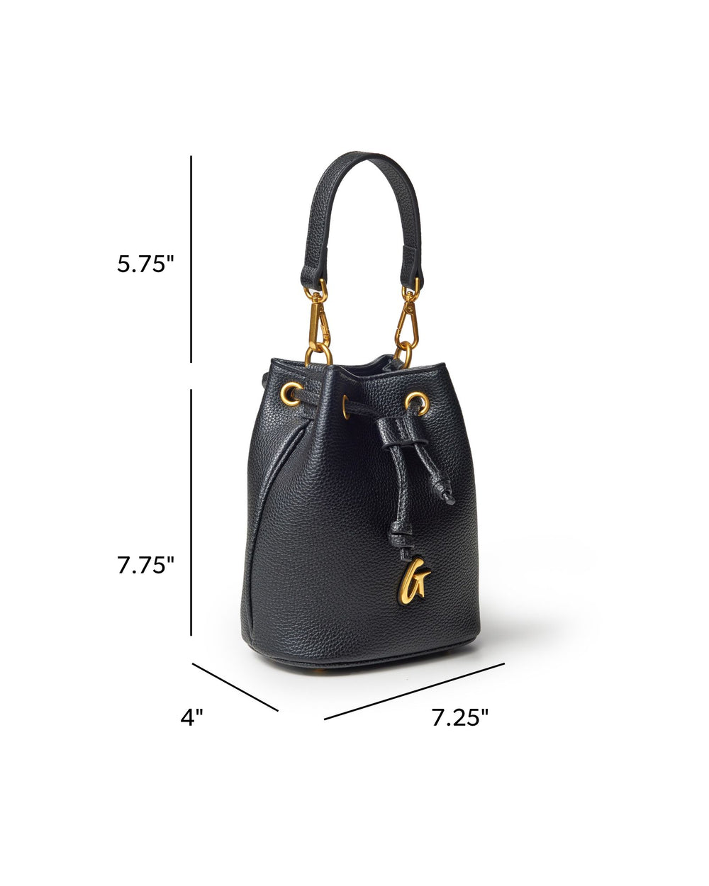 Mini Vegan Leather Bucket Bag - Black