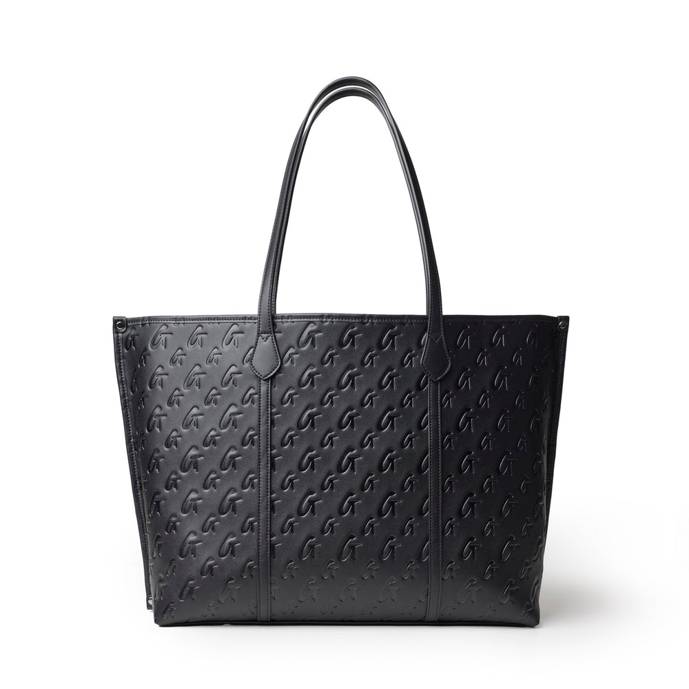 Extra Large Vegan Leather Laptop Tote - Black