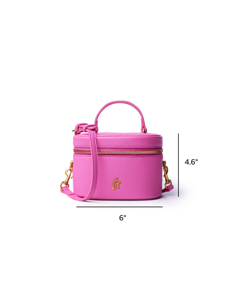 Mini Textured Vegan Leather Vanity Bag - Hot Pink
