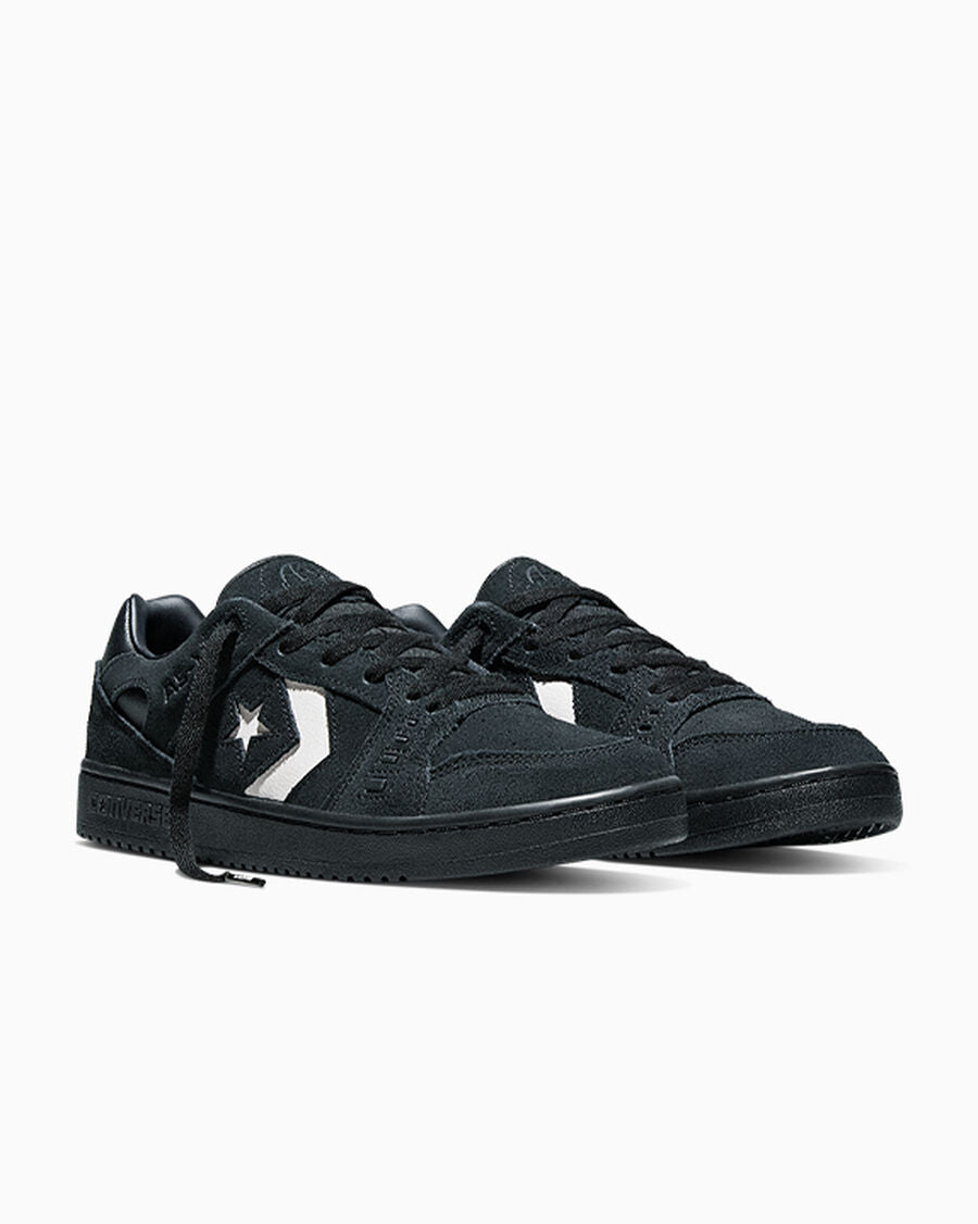 Suede Leather Skate Low Top Shoe - Black/Vintage White/Black