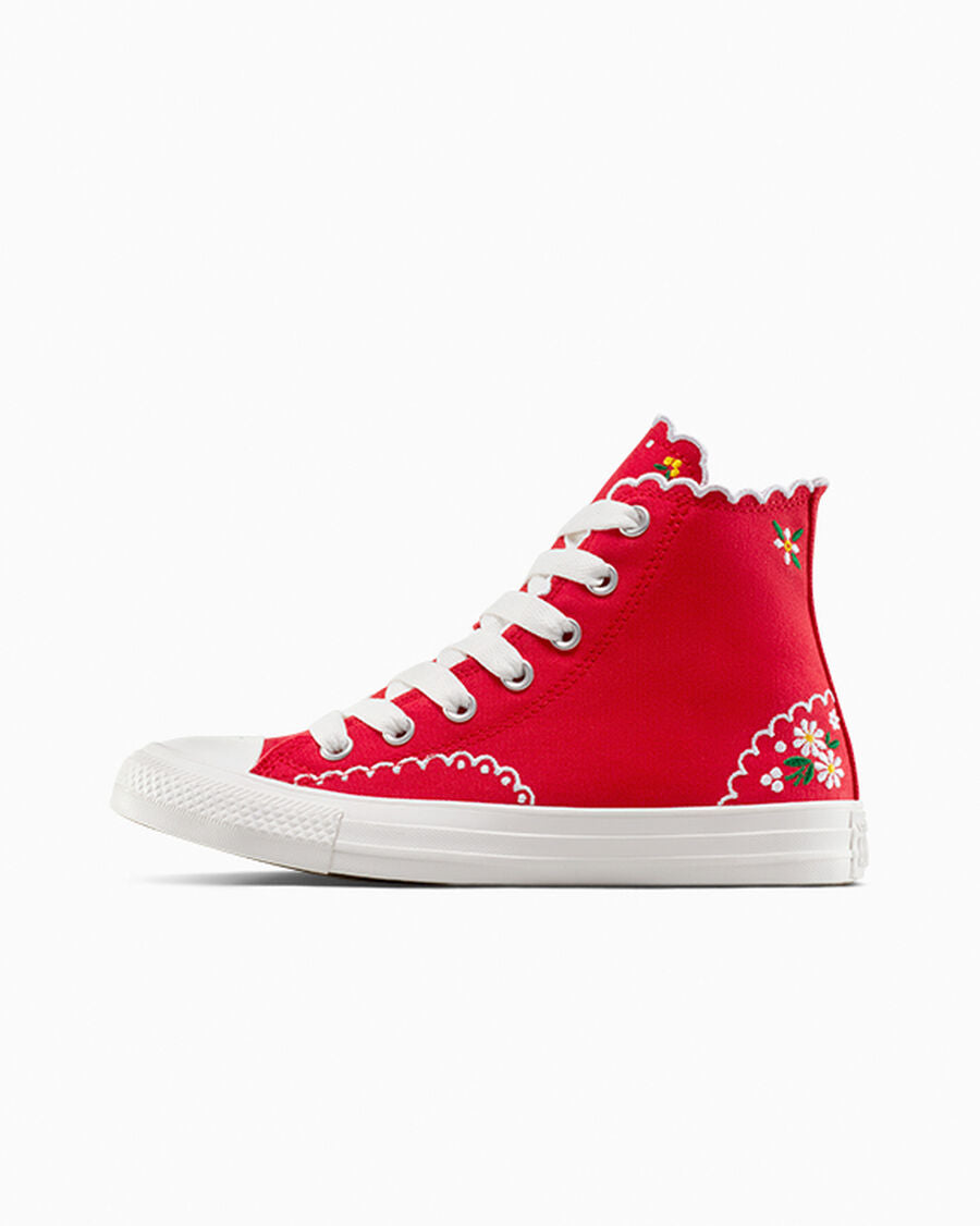 Embroidered Floral Canvas High Top Sneaker