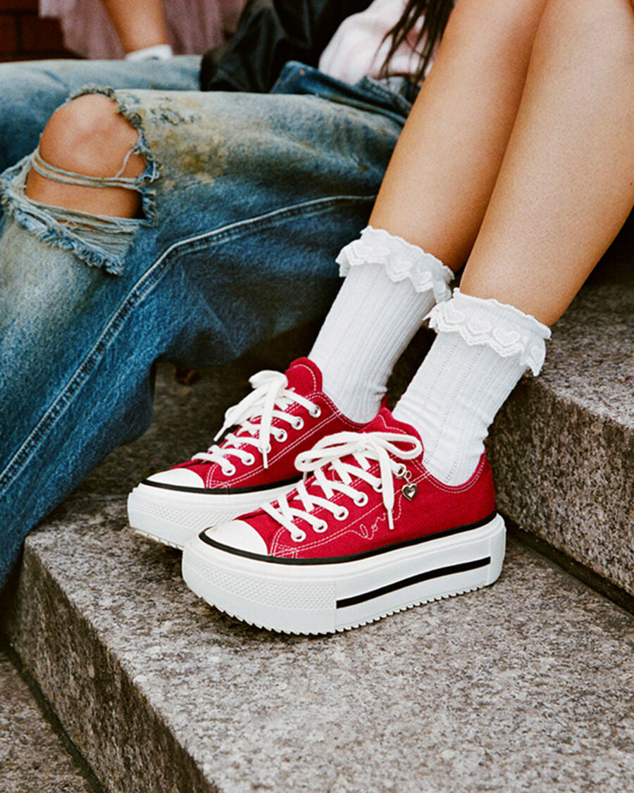 Canvas Platform Low Top Sneaker - Heart