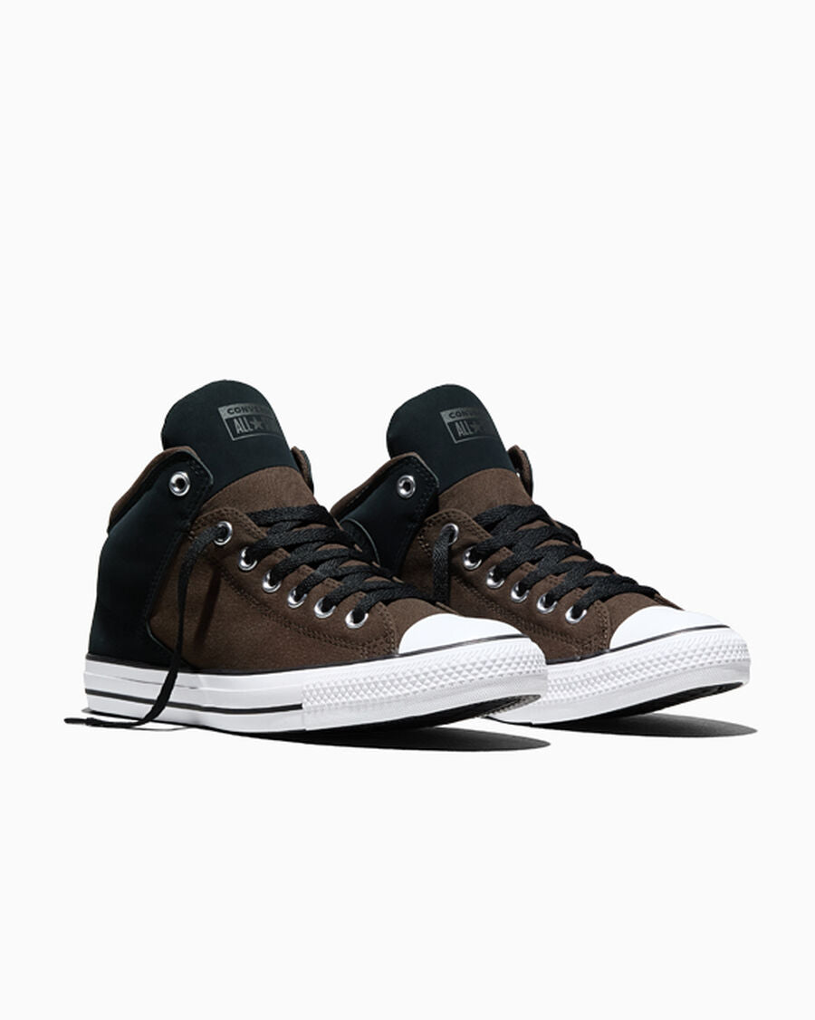 Colorblock Canvas Mid-Top Sneaker - Black/Fresh Brew/White