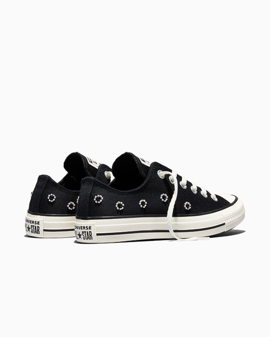 Beaded Floral Canvas Twill Low Top Sneaker