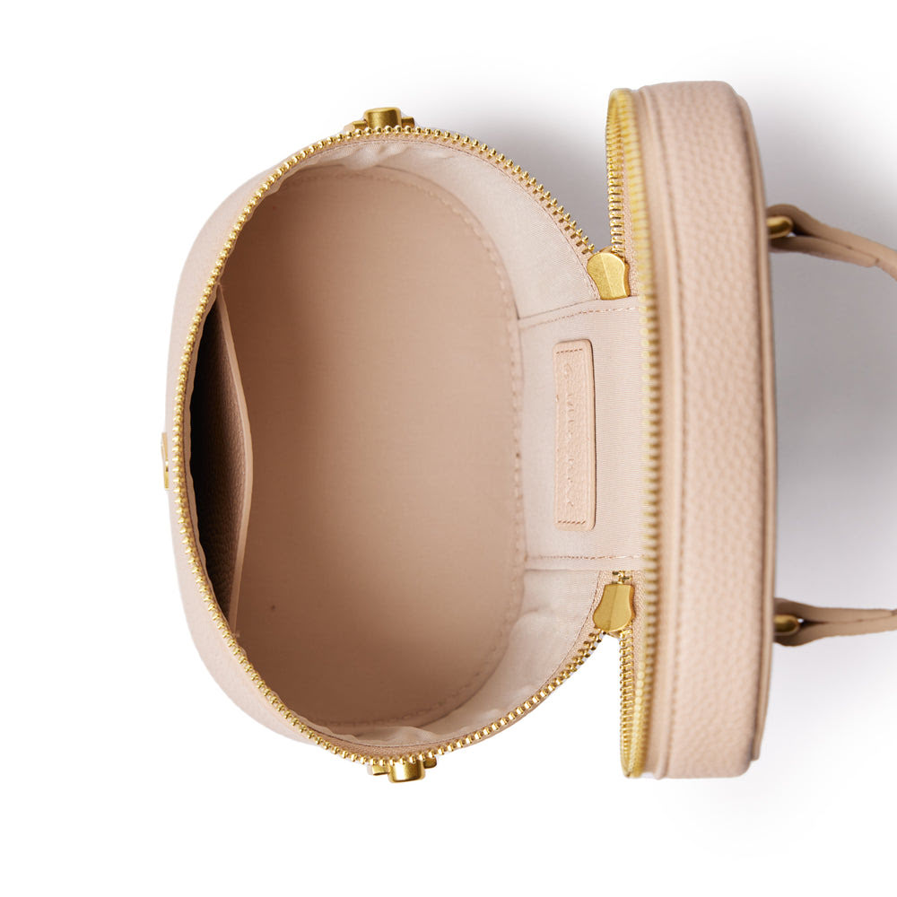 Mini Textured Vegan Leather Vanity Bag - Nude