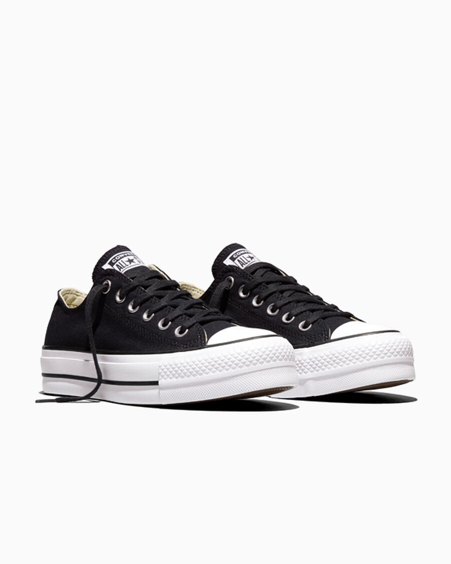 Canvas Platform Low-Top Sneaker - Black/White/White