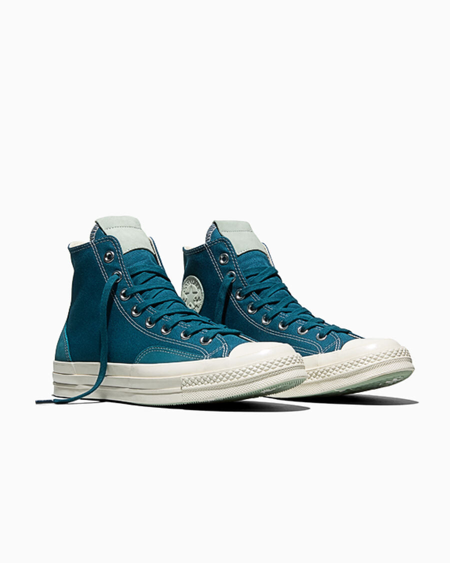 Canvas And Suede High-Top Sneaker - Murky Waters Blue/Egret/Thyme Again Green