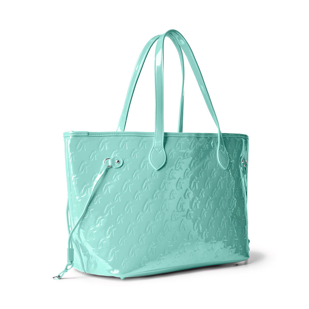 Vegan Leather Laptop Tote With Wristlet - Teal