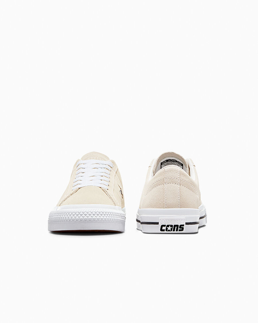 Unisex Suede Skate Low-Top Shoe - Egret/White/Black