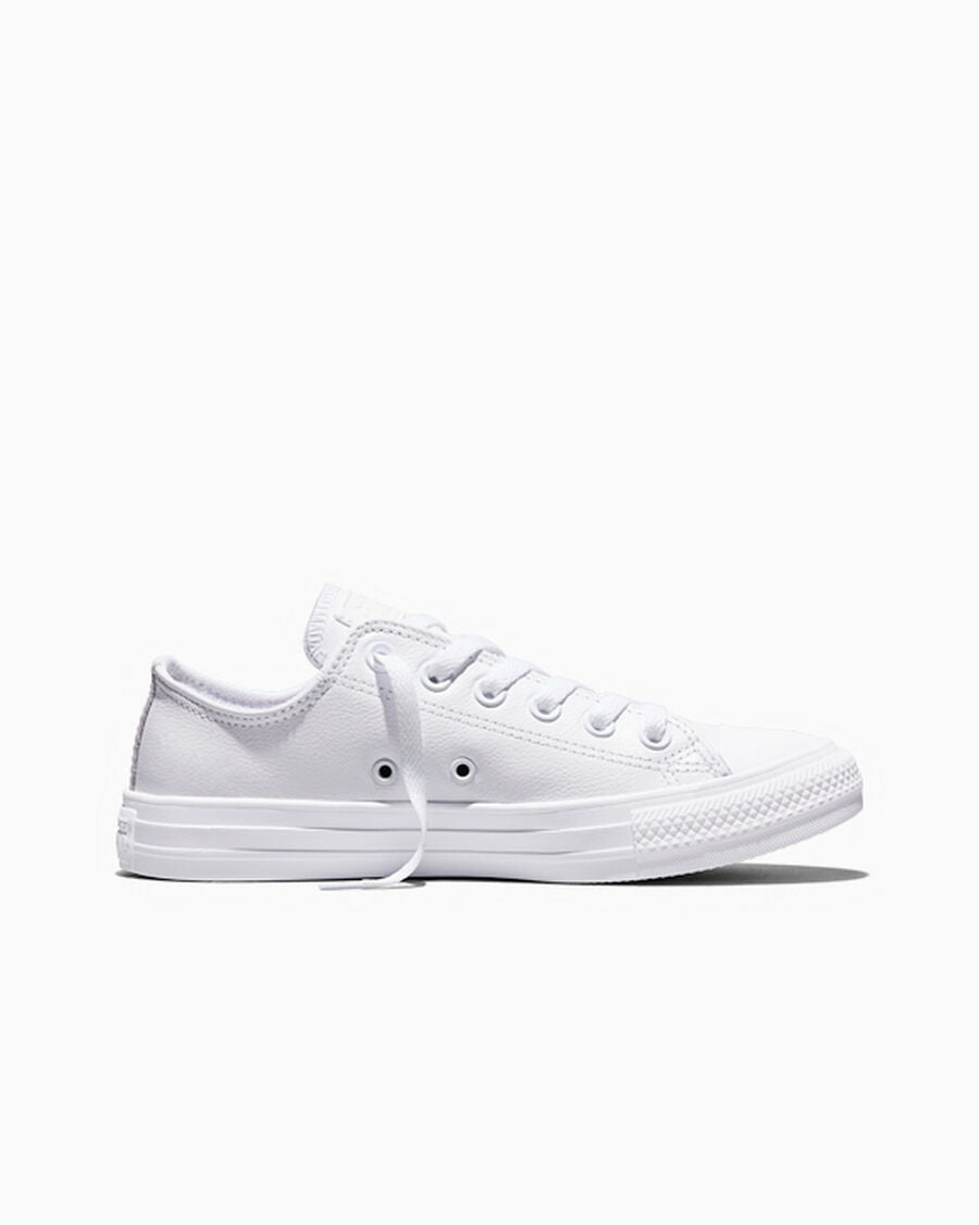 Leather Low Top Sneaker - Black - Mono White