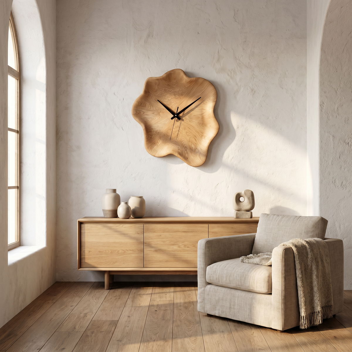 Organic Wooden Wall Clock with Natural Live Edge Design for Living Room and Entryway - view 5