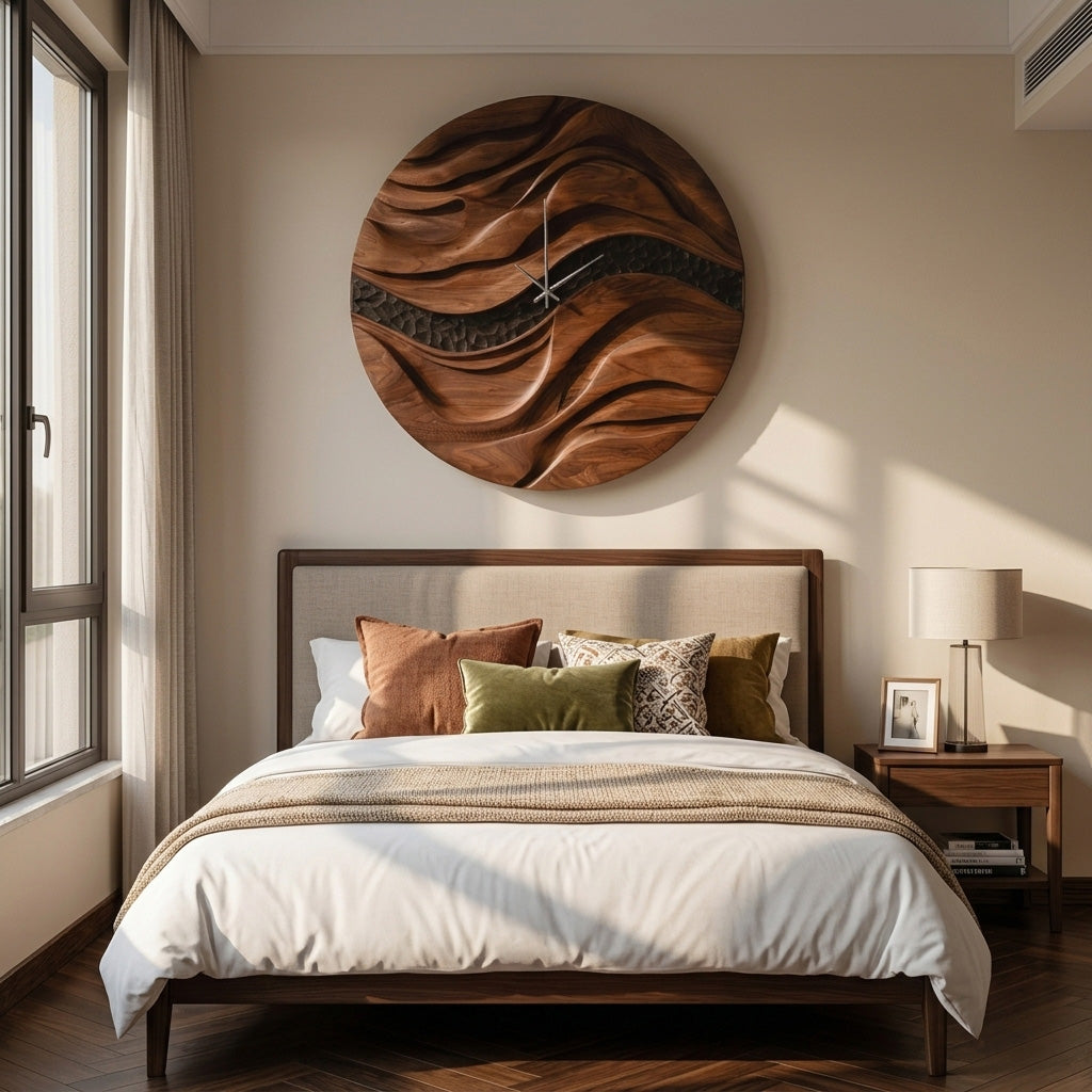 Organic Wooden Wall Clock for Living Room Decor - view 5