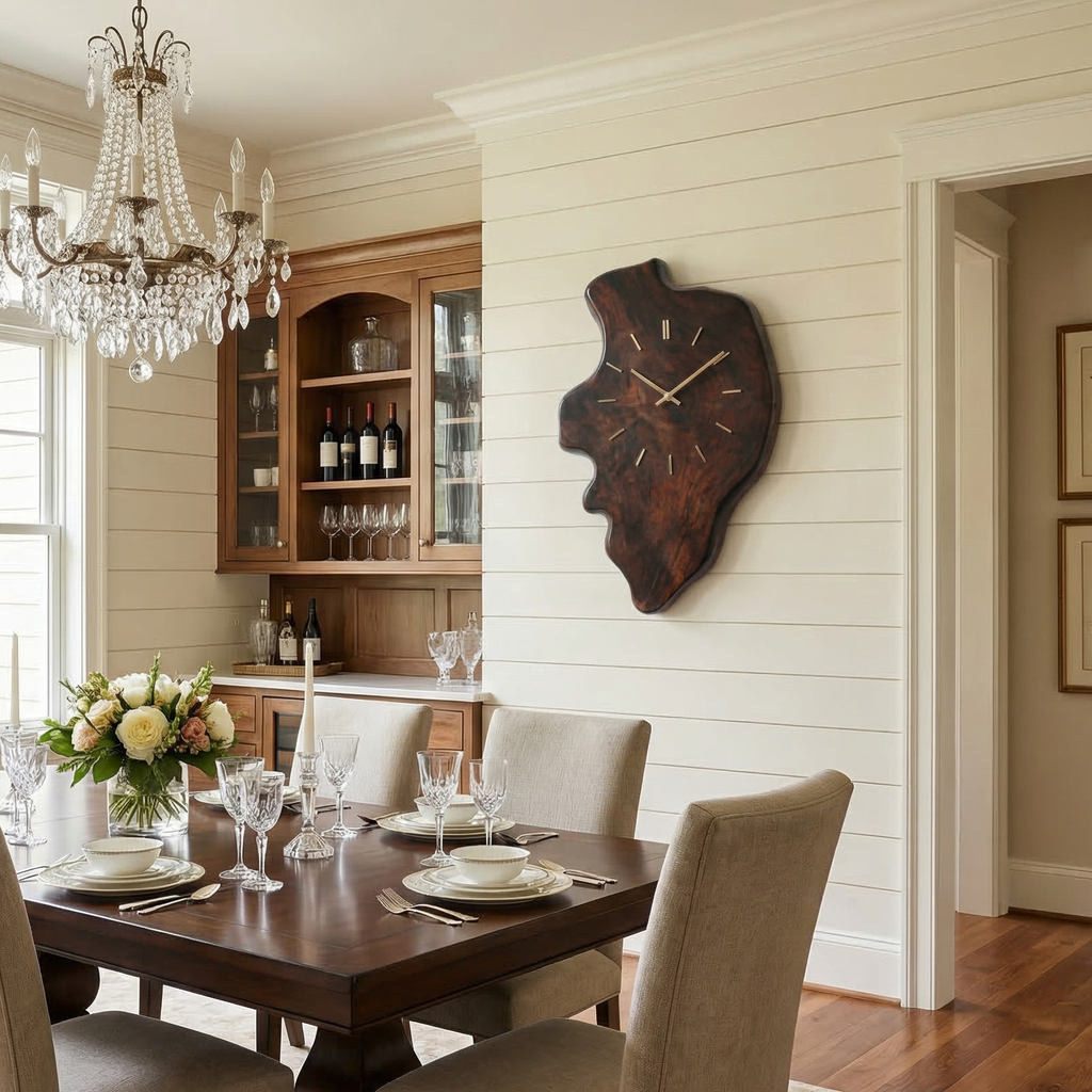 Handcrafted Live Edge Wood Wall Clock Living Room Wall - view 4