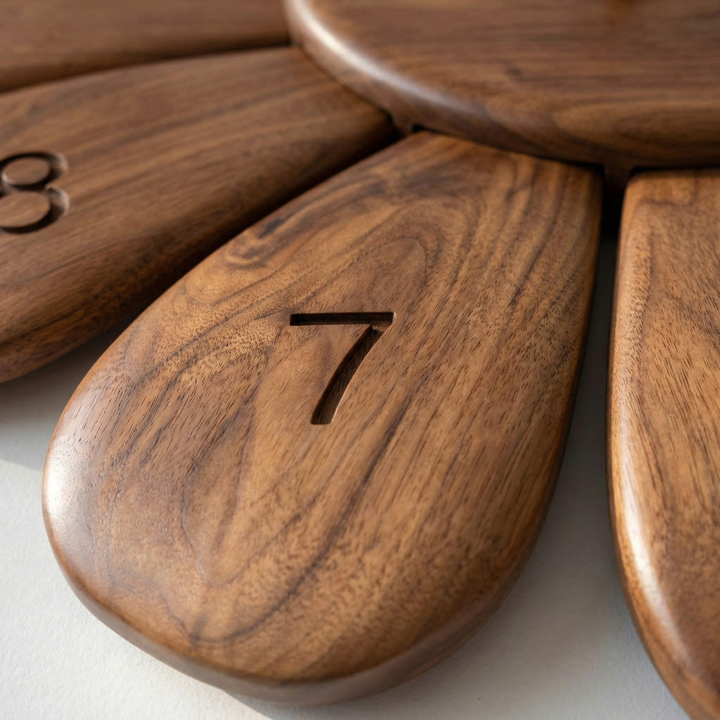 Handcrafted Wooden Wall Clock, Solid Wood Decorative Silent Timepiece - view 5