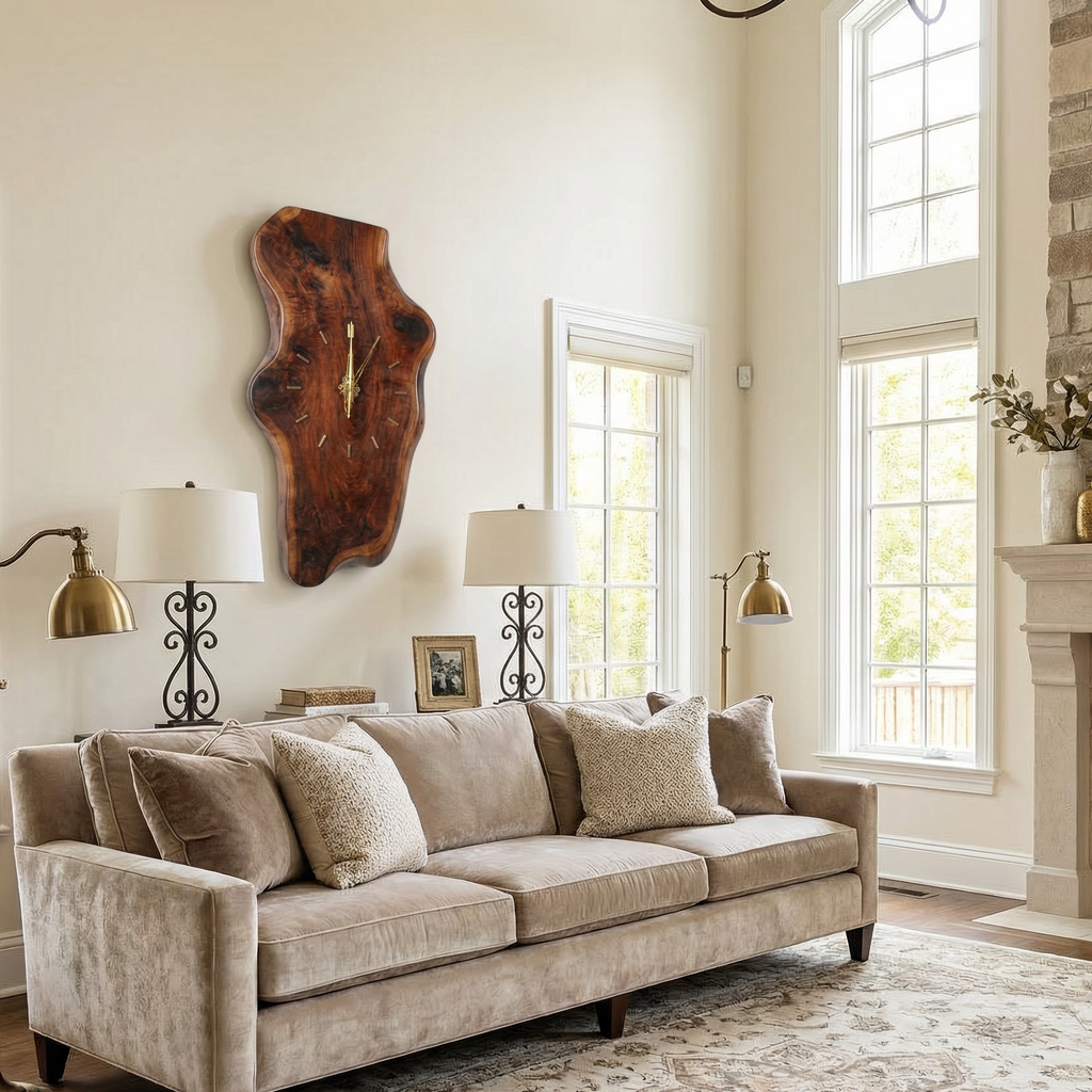 Natural Clock Wood Wall Solid Wood Living Room - view 4