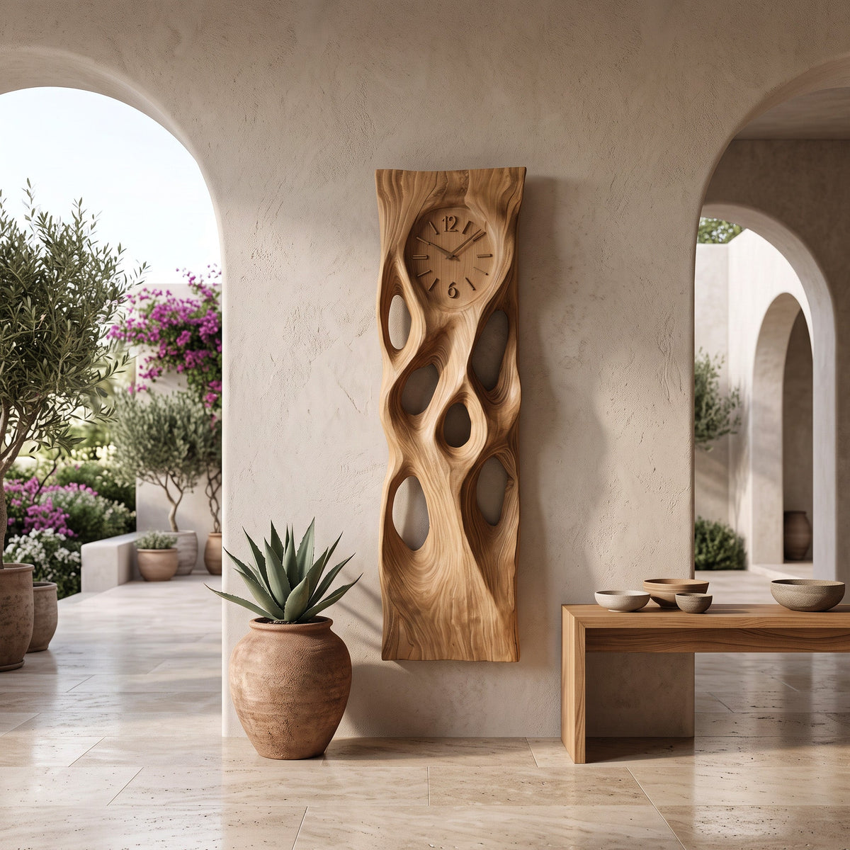 Modern Wooden Wall Clock Vertical Design for Living Room - view 4