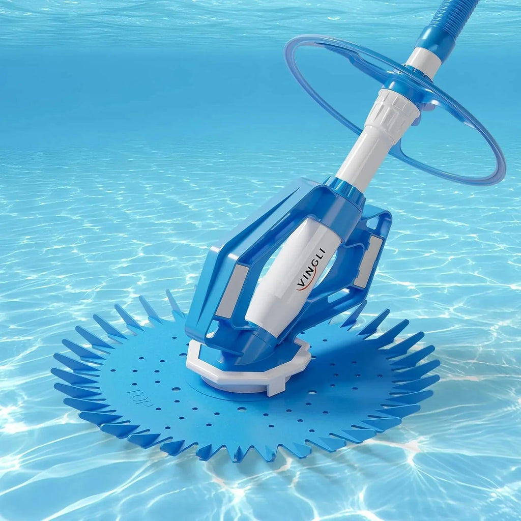 VINGLI Automatic Swimming Pool Vacuum Cleaner With 33FT Hoses, Navy Blue & White - Pool Cleaner 277