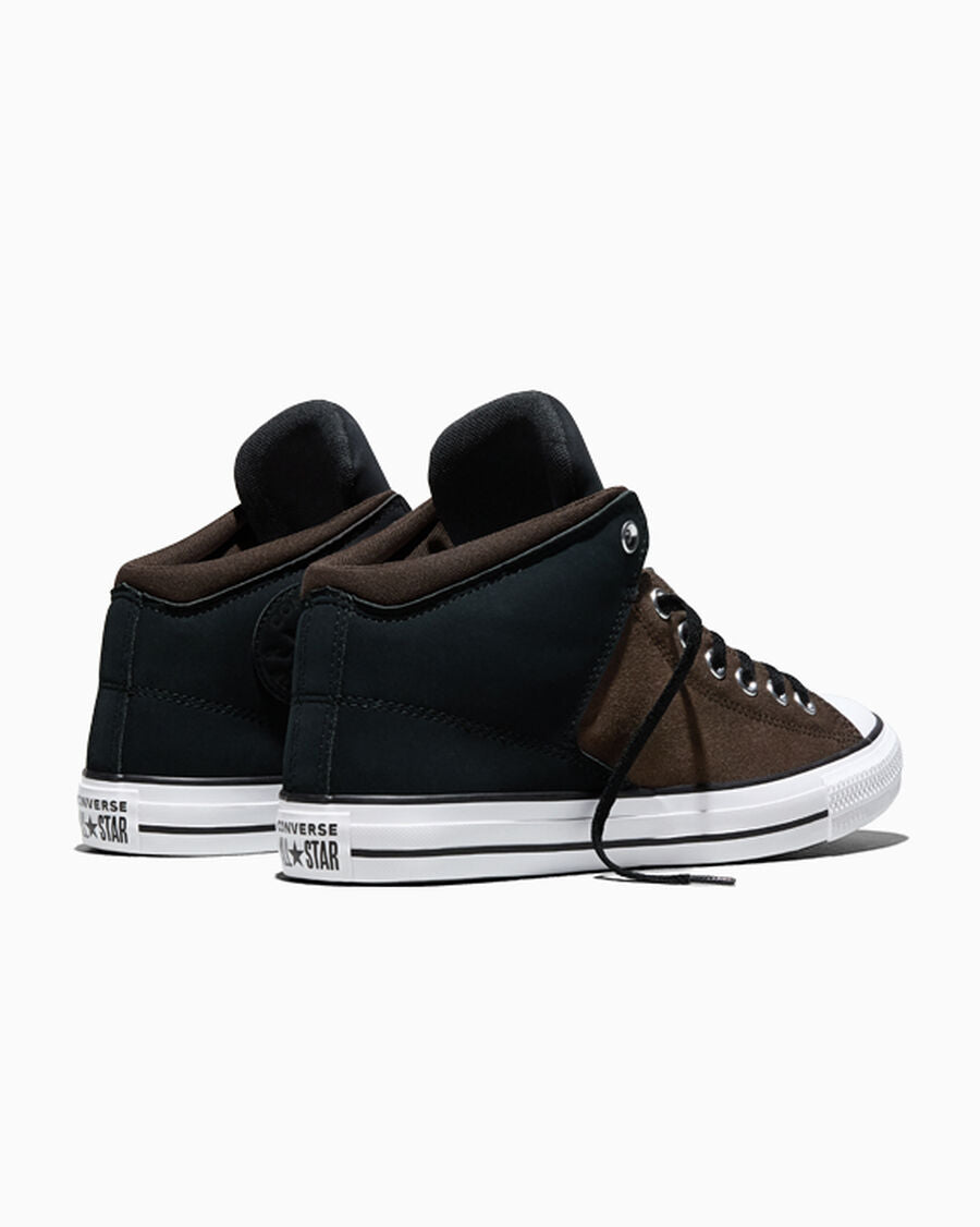 Colorblock Canvas Mid-Top Sneaker - Black/Fresh Brew/White