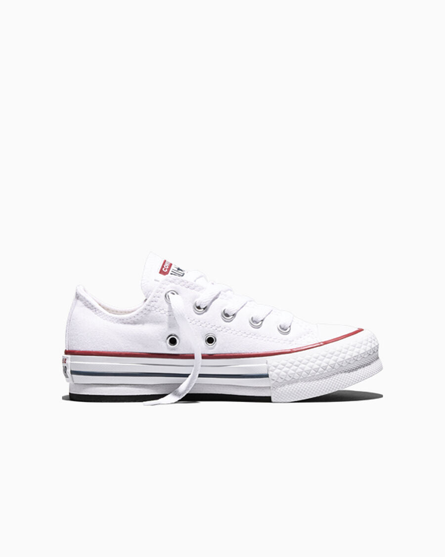 Kids Canvas Platform Low Top Sneaker - Black - White/Garnet/Navy