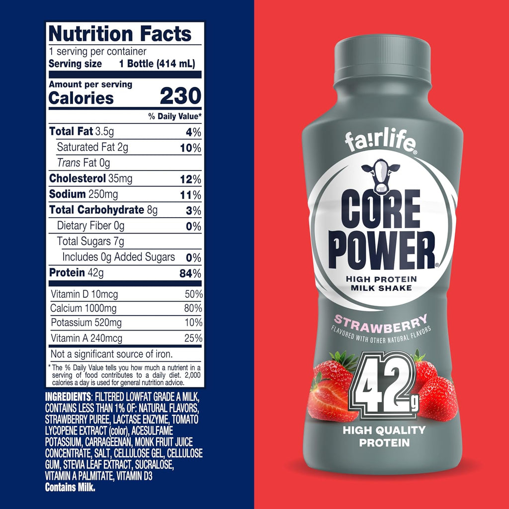 Strawberry High-Protein Milk Shake, 14 oz, 12 Pack