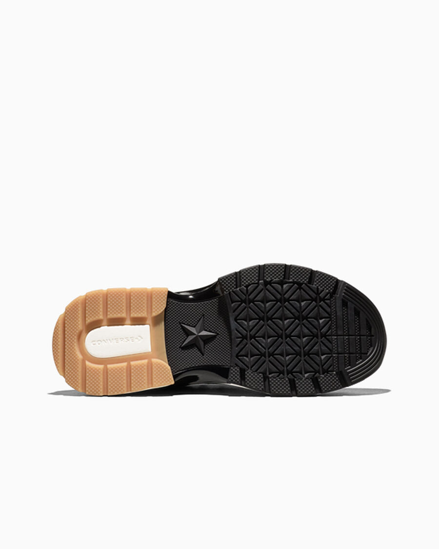Crinkle Patent Platform Low Top Sneaker - Black/Egret/Light Gum Honey