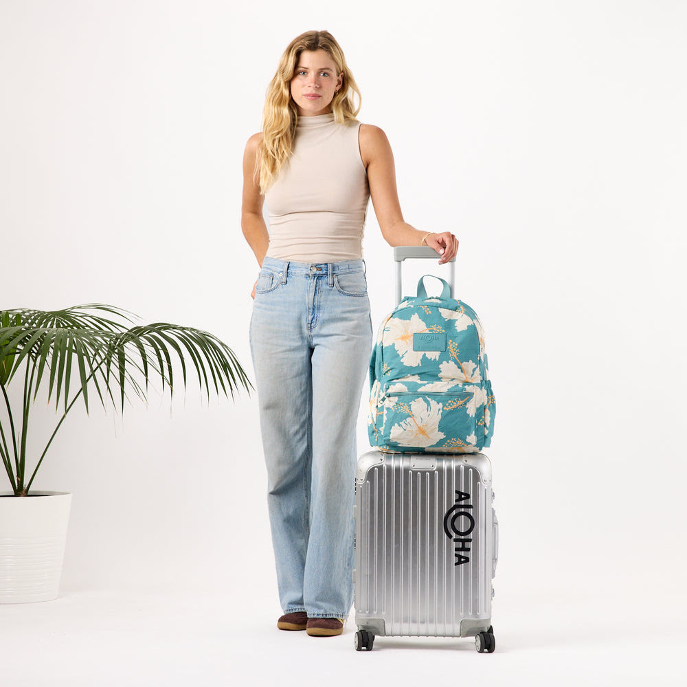 Water-Resistant Laptop Backpack - Floral Print