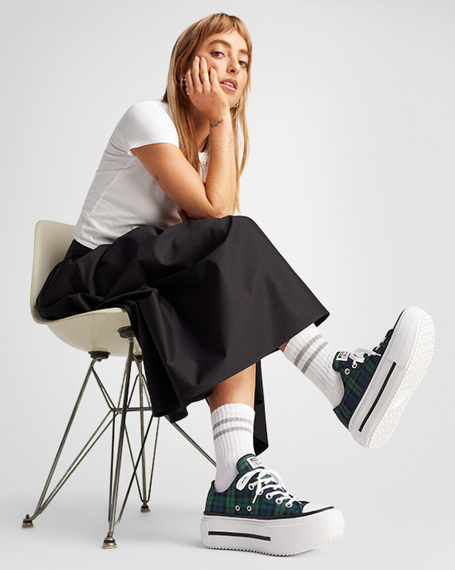 Canvas Platform Low Top Sneaker - Plaid