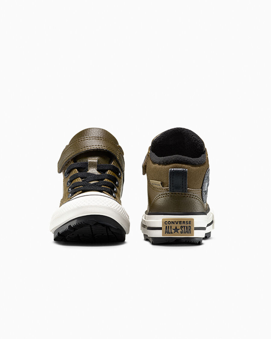 Kids' Leather Easy-On Mid Boot - Olive - Surplus Olive/Vintage White