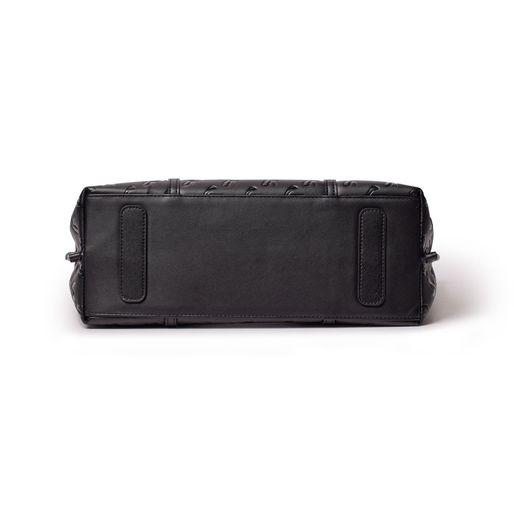 Extra Large Vegan Leather Laptop Tote - Black